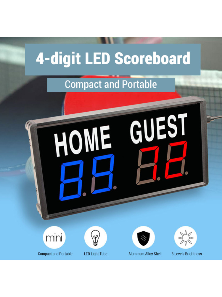 Table Tennis Flash - 4-Digit LED Electronic Score Keeper Scoreboard
