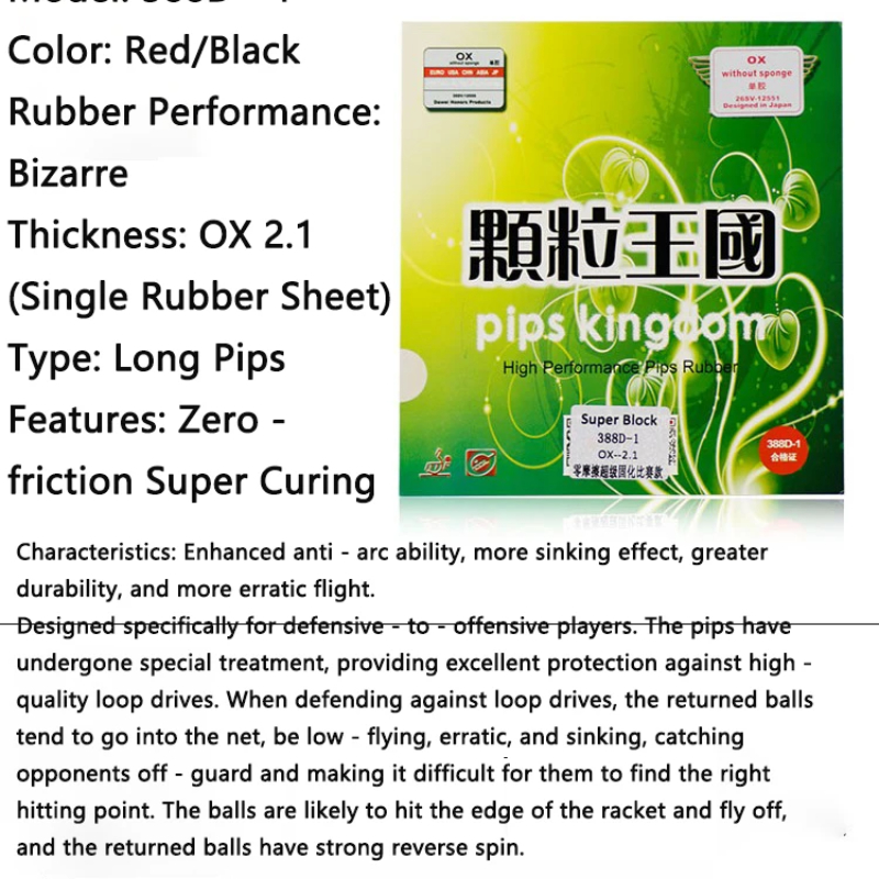 Cured Long Pips OX Pingpong Ru - Table Tennis Padel recension och pris